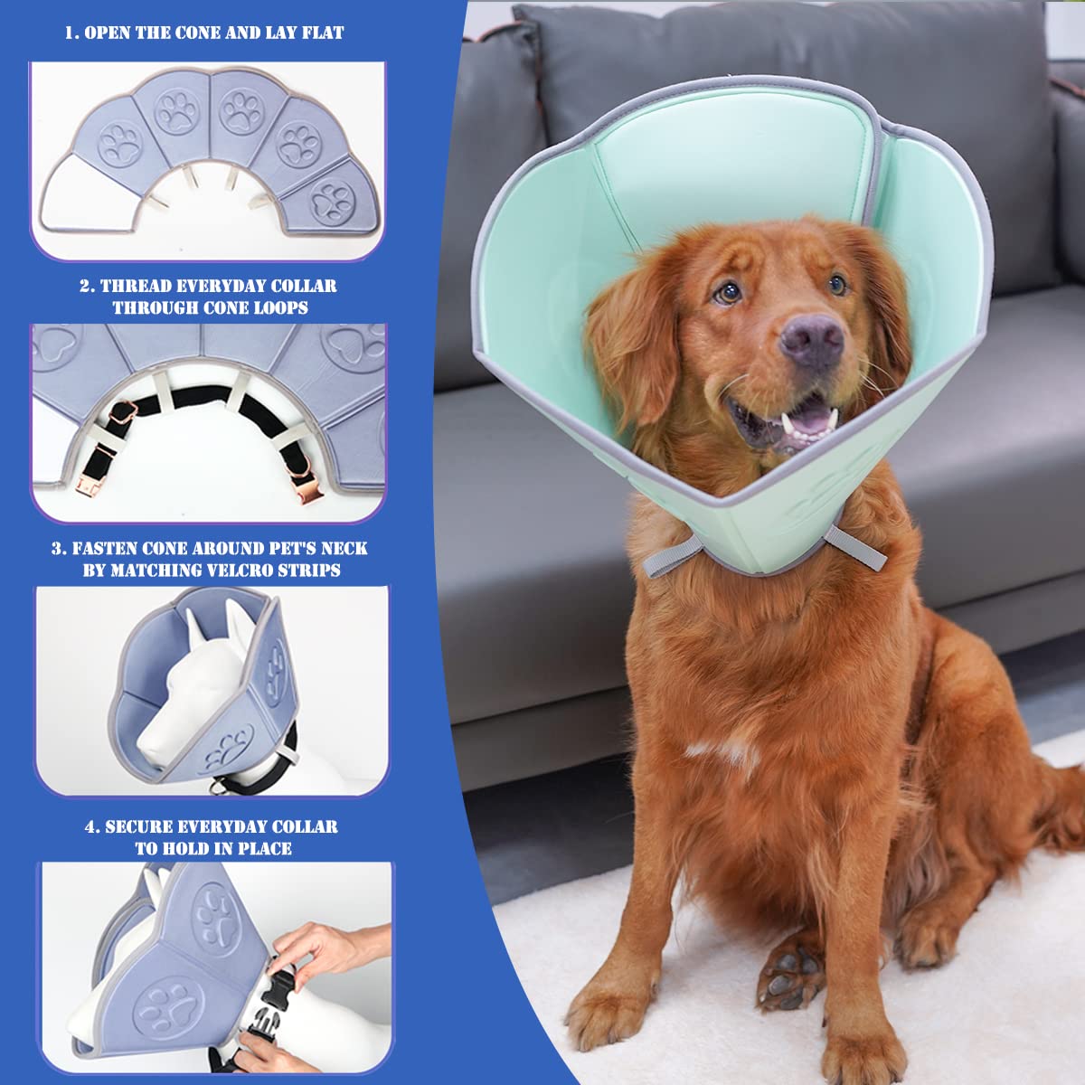 TAVAYVIP Adjustable Soft Dog Cone, Recovery Collar for Dog After Surgery Anti-Bite Lick Wound Healing, Elizabethan Collar (OR-MP)