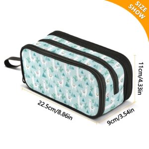 Sletend Pencil Case Big Capacity Cactus Llama Handheld 3 Compartments Pencil Pouch Portable Large Storage Canvas Pencil Bag for Boys Girls Adults Students