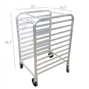 Foodservice Speed Rack Commercial-Grade Aluminum 10-Tier Sheet Pan/Bun Pan Storage Display Rack, 26" L x 20" W x 38" H with Wheels, Takes 13X18 & 18X26" Pans 10163-NPF