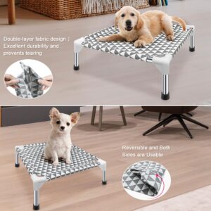 Kuntrust Elevated Outdoor Dog Bed Updated Raised Pet Cot Cooling Puppy Bed Lifted Dog Bed for Small Pets|Indoor Detachable Raised Dog Bed with Non-Slip Feet,Double-layer Cloth(S)