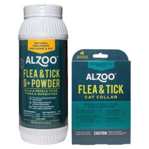 alzoo flea & tick cat collar and flea & tick g+ powder, 100% plant-based active ingredients