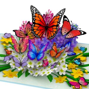 hartensteler® butterflies in nature pop up card - 3d butterfly card for wife, girlfriend & mother (birthday card, get well, thank you, anniversary)