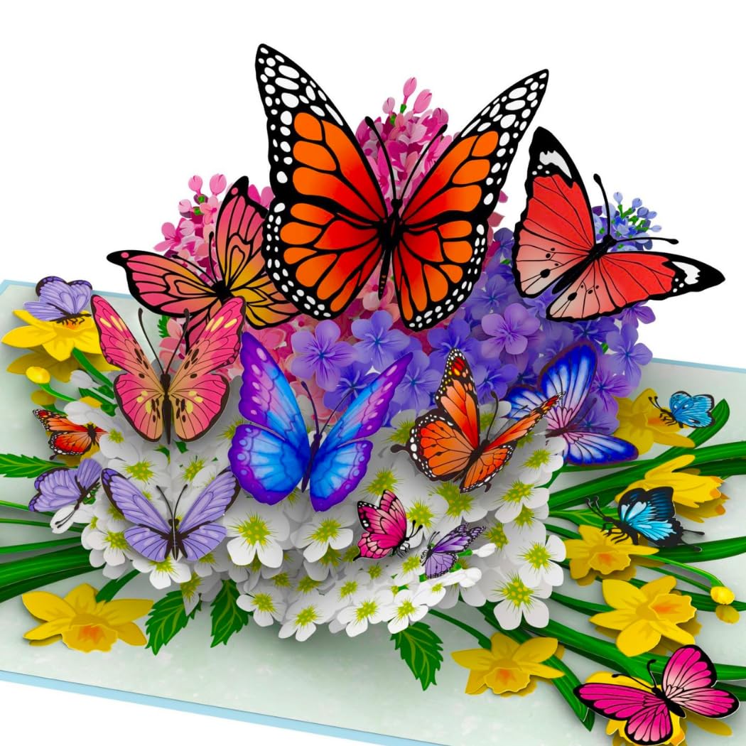 Hartensteler® Butterflies in Nature Pop Up Card - 3D Butterfly Card for Wife, Girlfriend & Mother (Birthday Card, Get Well, Thank You, Anniversary)