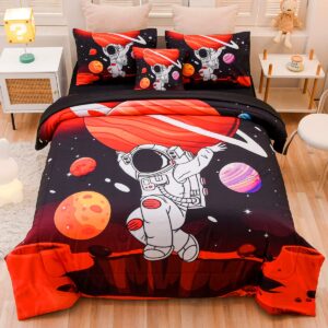 Tasselily Full Size Comforter Sets for Boys, Astronaut Outer Space Bedding Set Full Bed in a Bag, 6 Pcs Comforter Set with Sheets