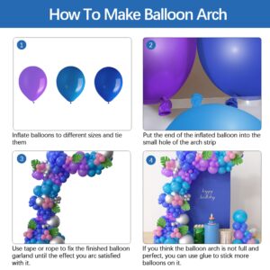 HYOWCHI Stitch Party Supplies - 170 Pcs Cartoon Stitch Balloon Garland Arch Kit, Purple Blue Silver Latex Balloon Arch For Hawaii Theme Stitch Baby Shower Birthday Party Decorations