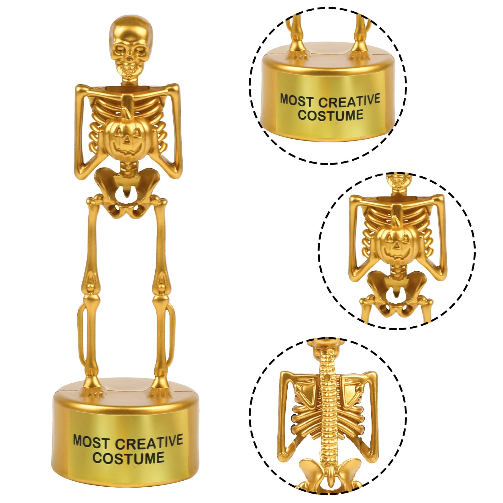 CCINEE 6 Halloween Best Costume Skeleton Trophy, Halloween Skull Party Favor Prizes Gold Bones Game Awards Costume Contest Event Trophy School Classroom Rewards Treats for Kids Goodie Bag Fillers