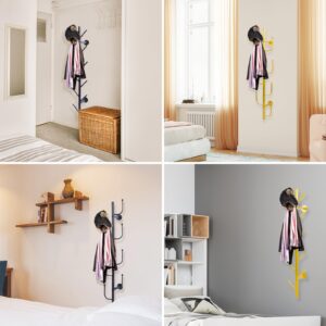 ZHANYUN Modern Wall Mounted Coat Rack - Space-Saving Hat Tree with 8/11 Hooks - Stylish Metal Wall Clothes Purse Rack - Easy Installation for Living Room, Entryway, Bedroom, Office (Gold-U)