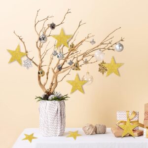 200 PCS Glitter Gold Five Star Cutouts Paper Star Confetti Cutouts Gold Star Cutouts for Bulletin Board Stars Accents Classroom Wall Party Decoration Supply