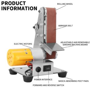 Electric Belt-Sander Polishing-Grinding Knife Sharpener, 7 Speed Adjustable Mini Power Sanding Machine Bench Grinder 13x1.2inch Belts For DIY Model Crafts Jewelry Making, Wood Metal Working