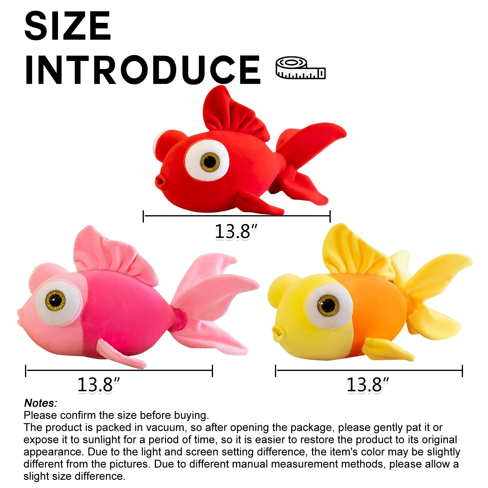 CHELEI2019 13.8" Goldfish Stuffed Animal Soft Cute Fish Plush Pillow Toy Gift for Kids,Yellow