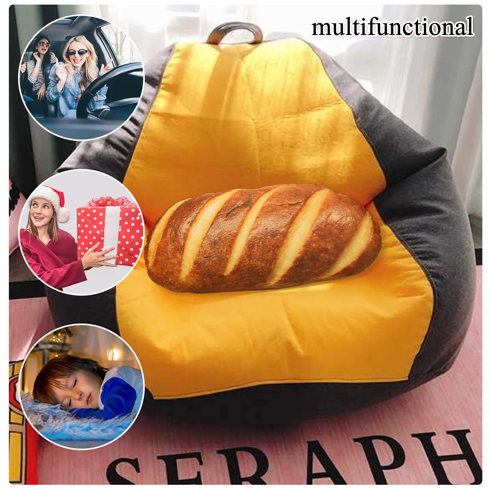 CHELEI2019 15.7" Bread Pillow,Funny Stuffed Bread Shape Plush Food Toy Home Decor