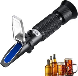 allmeter brix refractometer with atc dual scale specific gravity 1.000-1.130 and brix 0-32% digital handheld homebrewing tool for beer and wine makers homebrew brix meter fruit sugar content