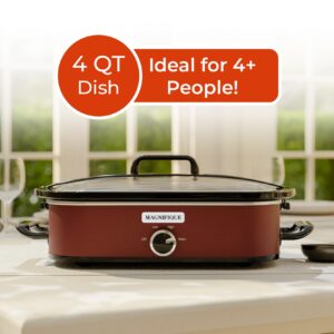 [NEW] MAGNIFIQUE 4-Quart Slow Cooker with Casserole Manual Warm Setting - Perfect Kitchen Small Appliance for Family Dinners, Dishwasher Safe Crock