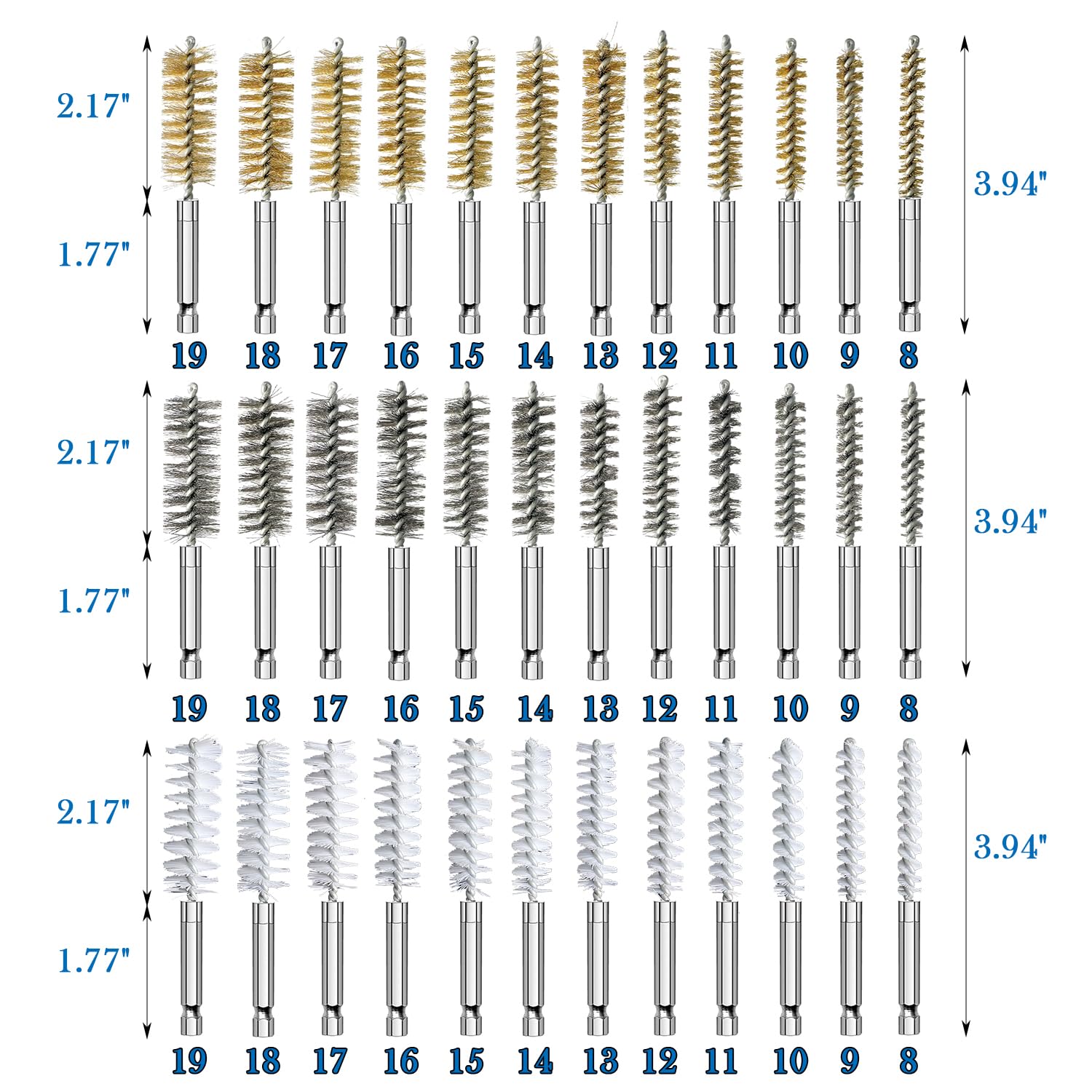 Sutekus Wire Brush Set Bore Cleaning Brush Set with 1/4 Inch Hex Shank Assorted Cleaning Brushes for Power Drill Impact Driver