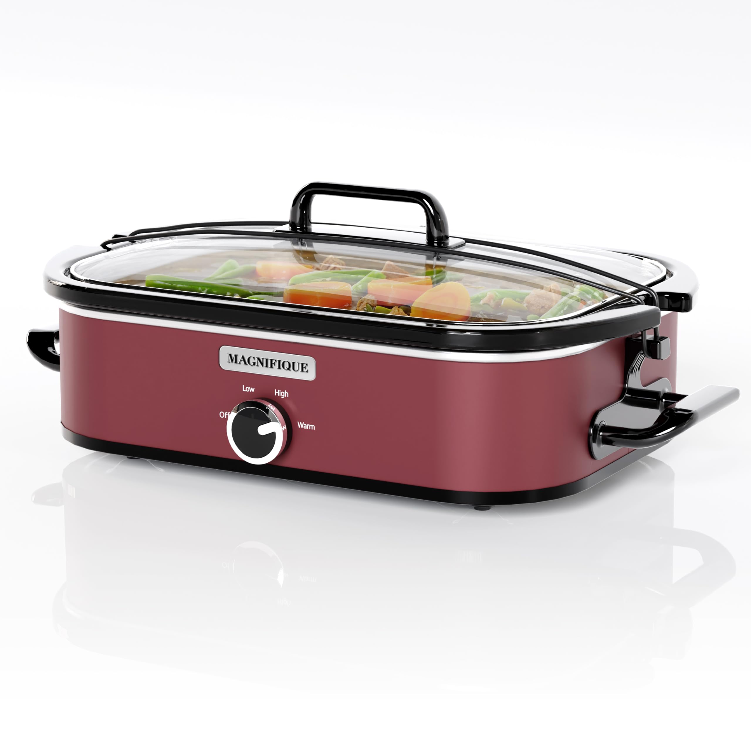 [NEW] MAGNIFIQUE 4-Quart Slow Cooker with Casserole Manual Warm Setting - Perfect Kitchen Small Appliance for Family Dinners, Dishwasher Safe Crock