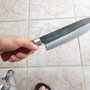 Crude - 7 Inch Japanese Santoku Chef Knife, Carbon Steel, Forged !