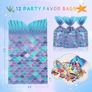 126 Pcs Mermaid Party Favors for Kids, Mermaid Themed Birthday Party Supplies Toys, Mermaid Goodie Bag Pinata Fillers Slap Bracelet Stickers Keychain Necklace Ring Puzzle Gifts for Classroom Prizes