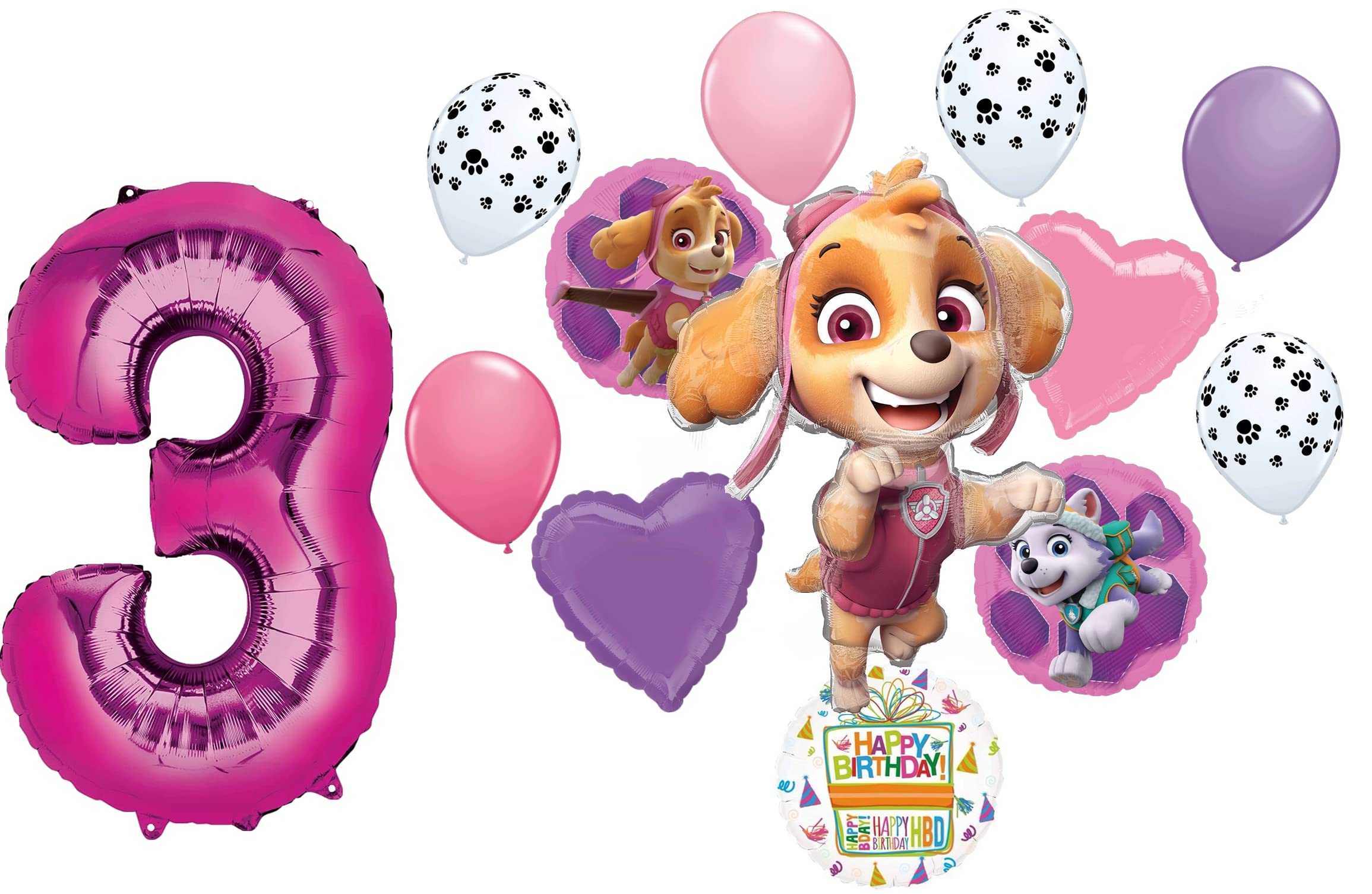 Anagram Paw Girl Pups on Patrol Skye 3rd Birthday Party Supplies Balloon Bouquet Decorations