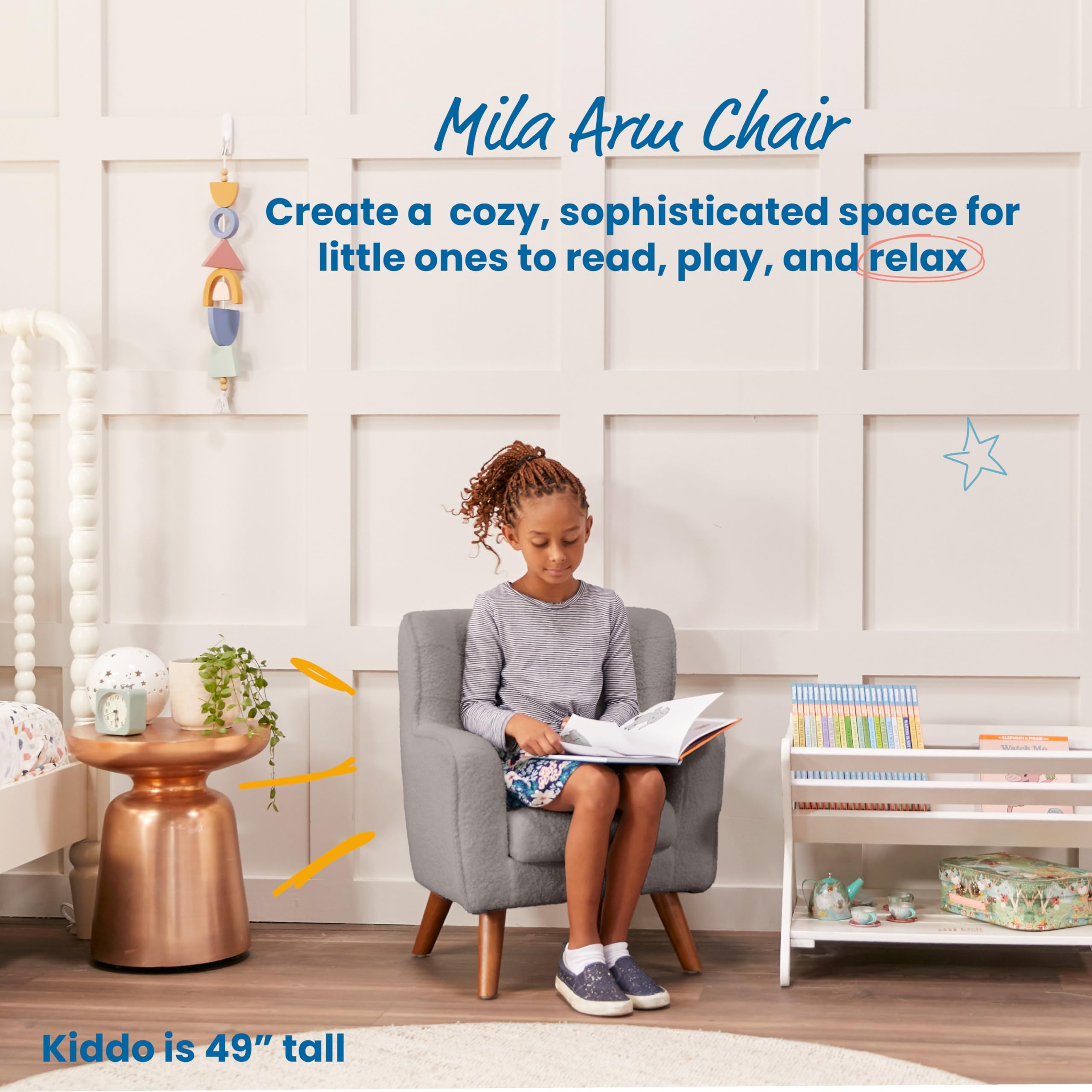 ECR4Kids Mila Arm Chair, Kids Furniture, Grey