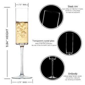 BACLIFE Crystal Champagne Flutes Set of 6 - Hand Blown Champagne Glasses With Long Stem - Elegant Sparkling Wine Stemware - Unique Gift for Birthday,Wedding, Anniversary - 6.5 oz, Clear…