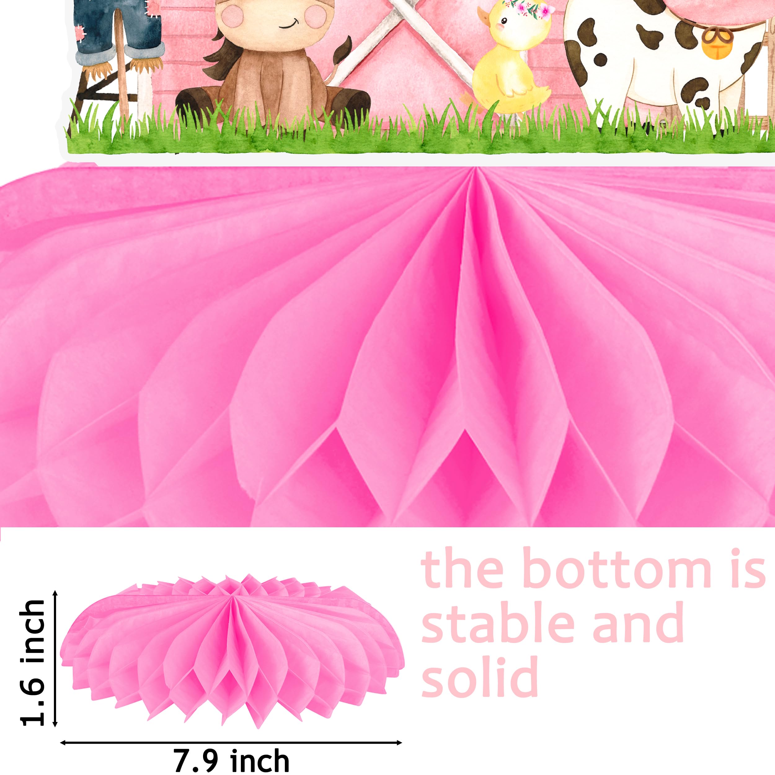 11Pcs Pink Farm Animals Honeycomb Centerpieces Farm Theme Party Table Centerpieces Barnyard Party Honeycomb Decorations Farm Birthday Party Table Decorations for Farm Theme Baby Shower Supplies