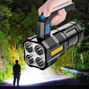 Lovskoo 4 Led Flashlight Outdoor Strong Lights High Brightness Flash Light with 8 Lighting Models, Waterproof, Portable Rechargeable Light Camping Essentials Accessories Camping Supplies Cool Stuff