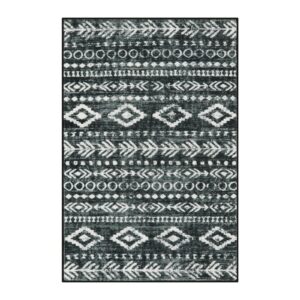 Lahome Boho Moroccan Throw Rug,Washable Black White 2x3 Entryway Rug Non Slip,Low-Pile Soft Bath Mat Rustic Tribal Kitchen Farmhouse Rugs for Entry Front Door (2x3ft)