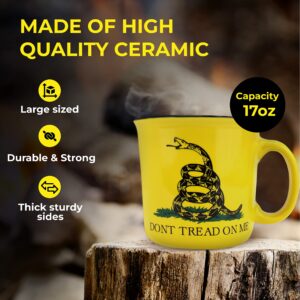 AK Ready Gadsden Flag DONT TREAD ON ME Ceramic Coffee Cup Mug Large 17 oz size Coffee, Latte, Tea, Water Patriotic