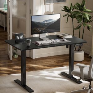 Marsail Electric Standing Desk Adjustable Height, 48 * 24 Inch Sit Stand up Desk for Home Office Furniture Computer Desk with 3 Memory Presets, Headphone Hook, Black