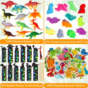 RichSmile 230PCS Dinosaur Party Favors, Dinosaur Birthday Party Supplies, Dinosaur Goodie Bags for Kids Birthday, Dinosaur Gifts Bags Fillers Pinata Stuffers, Dinosaur Themed Party Toys