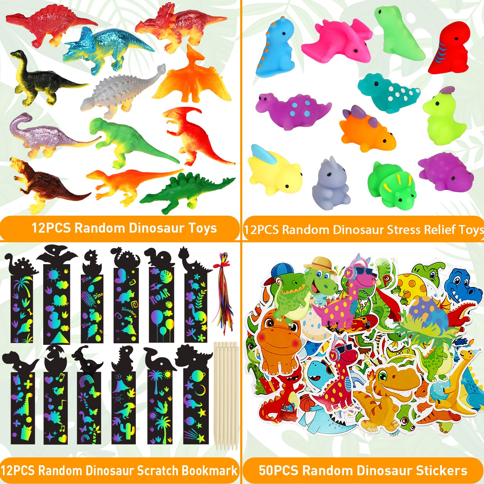 RichSmile 230PCS Dinosaur Party Favors, Dinosaur Birthday Party Supplies, Dinosaur Goodie Bags for Kids Birthday, Dinosaur Gifts Bags Fillers Pinata Stuffers, Dinosaur Themed Party Toys