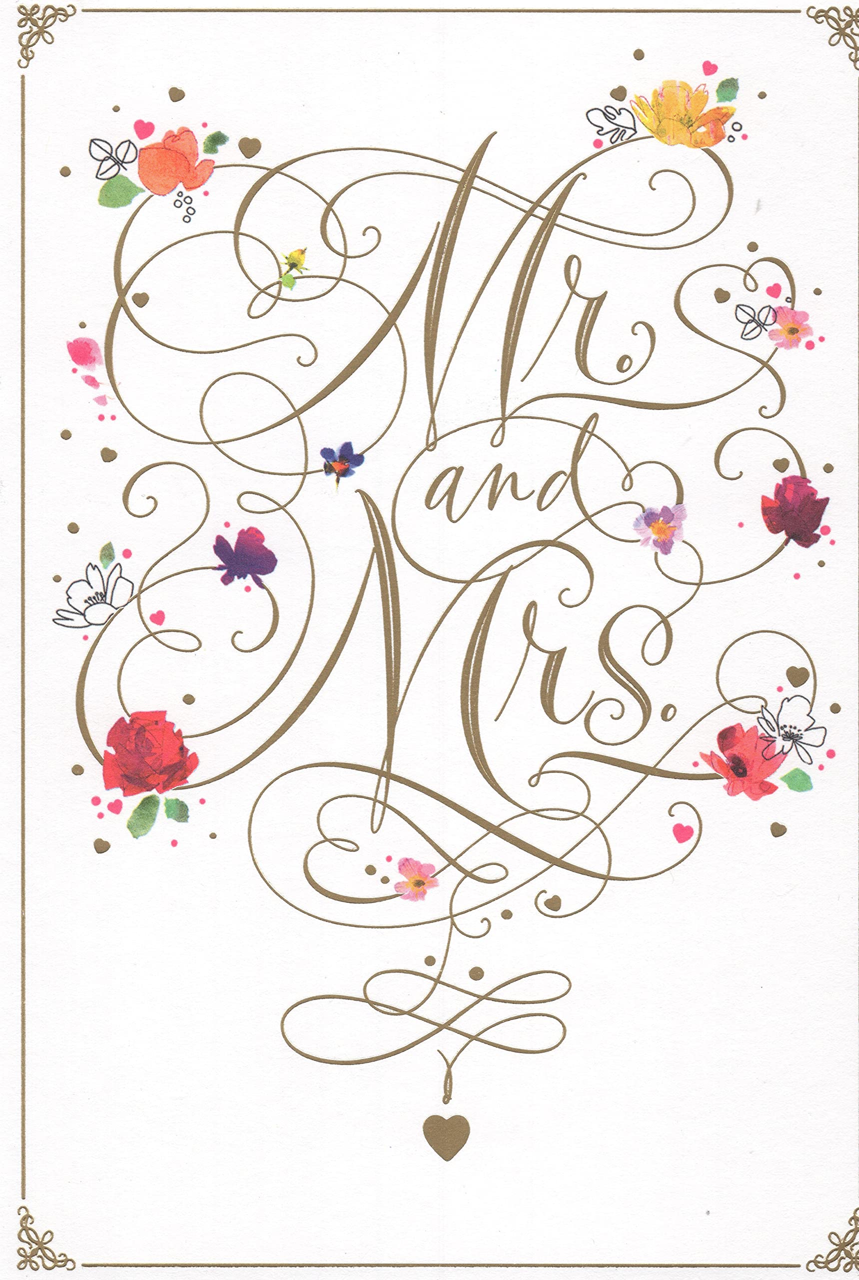 Heartline Mr. and Mrs. Wedding Day Card for the Bride and Groom Congratulations - Wishing You a Day Full of Joy and a Lifetime Filled With Love