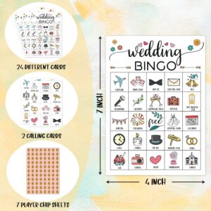 RLCNOT Wedding Party Bingo Game, 24 Players Bingo Game, for Bridal Shower Wedding Shower, Engagement Bachelorette Party, Reception Activity Supplies - 001