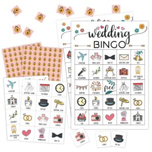 rlcnot wedding party bingo game, 24 players bingo game, for bridal shower wedding shower, engagement bachelorette party, reception activity supplies - 001