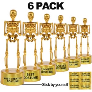 CCINEE 6 Halloween Best Costume Skeleton Trophy, Halloween Skull Party Favor Prizes Gold Bones Game Awards Costume Contest Event Trophy School Classroom Rewards Treats for Kids Goodie Bag Fillers