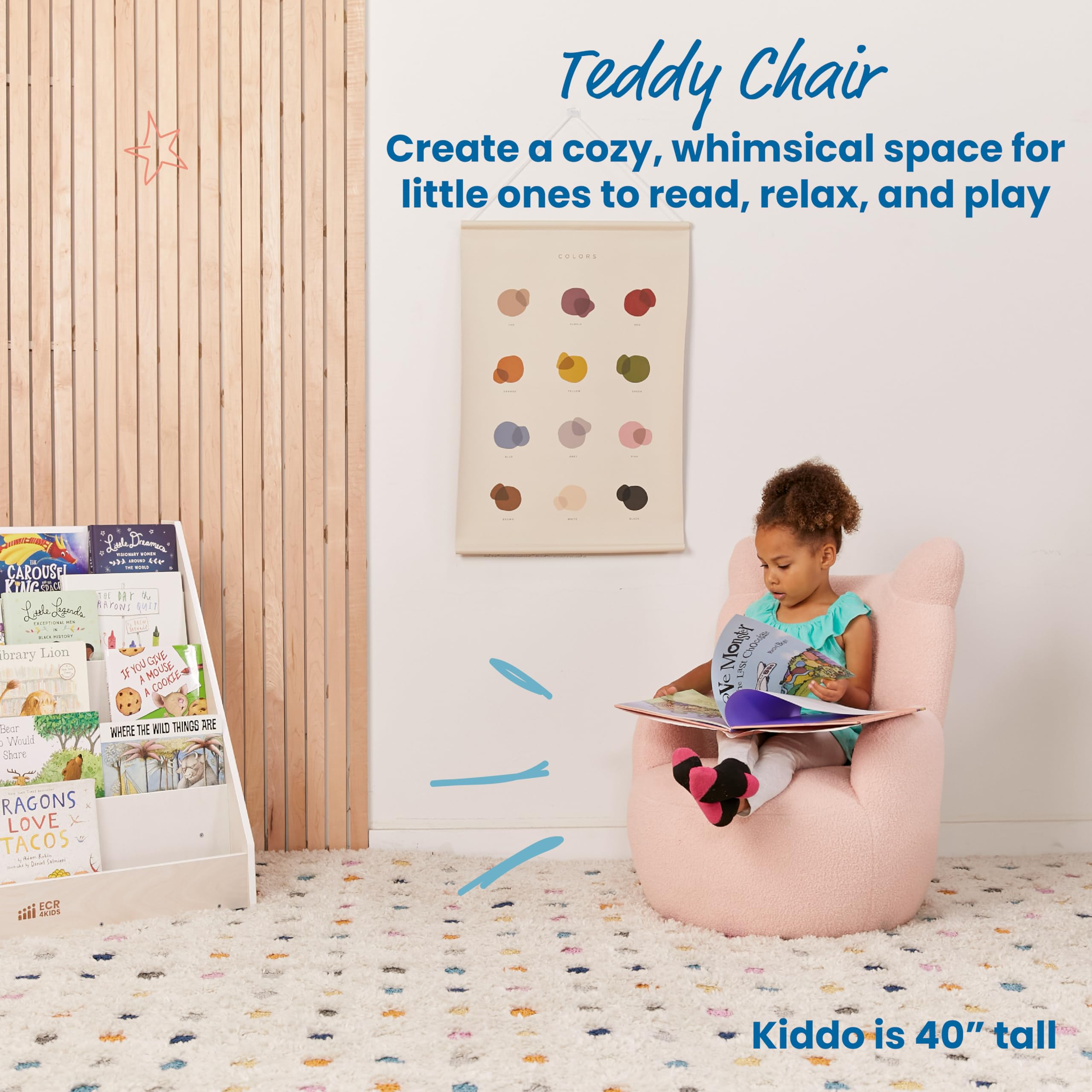 ECR4Kids Teddy Chair, Kids Furniture, Pink