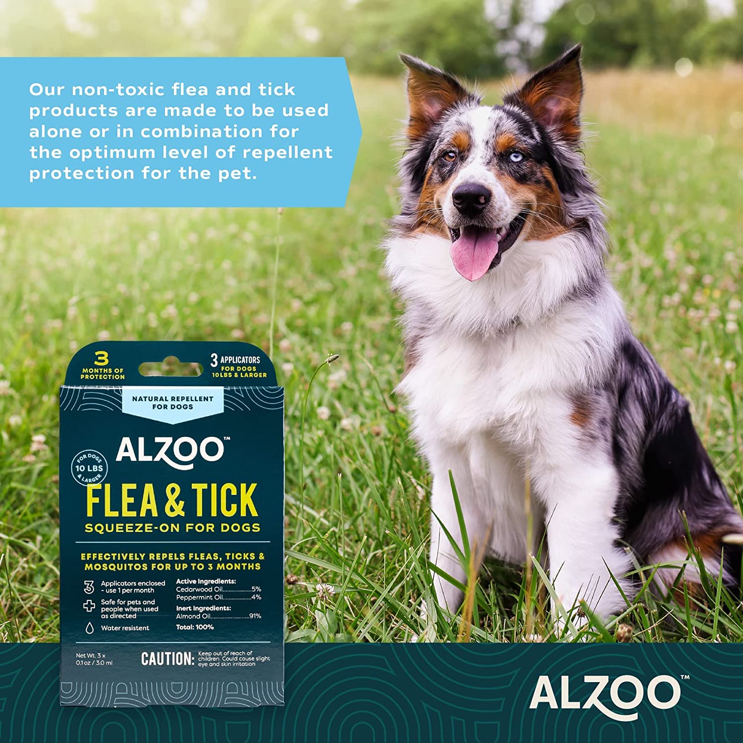 ALZOO Flea & Tick Repellent Squeeze-On for Dogs and 8 Fl. Oz. Flea & Tick Repellent Spray for Dogs, 100% Plant-Based Active Ingredients