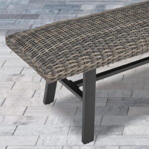 Ulax furniture Outdoor/Indoor Bench, Outdoor Dining Bench, All Weather Wicker Patio Seating for Garden, Porch, Backyard