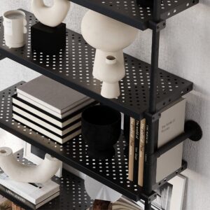 pamo Black Metal Shelfboards for Industrial Pipe Clothes Rail - Wall Mounted Clothing Rack Compatible with All Products - Stylish and Functional Addition to Your Home or Retail Space