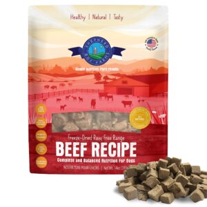 shepherd boy farms freeze dried raw dog food (beef recipe), all natural raw dog food, 14 oz bag, freeze-dried dog food, made in usa, high in protein, raw nutrition, food topper or complete meal