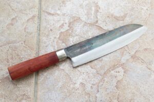 crude - 7 inch japanese santoku chef knife, carbon steel, forged !