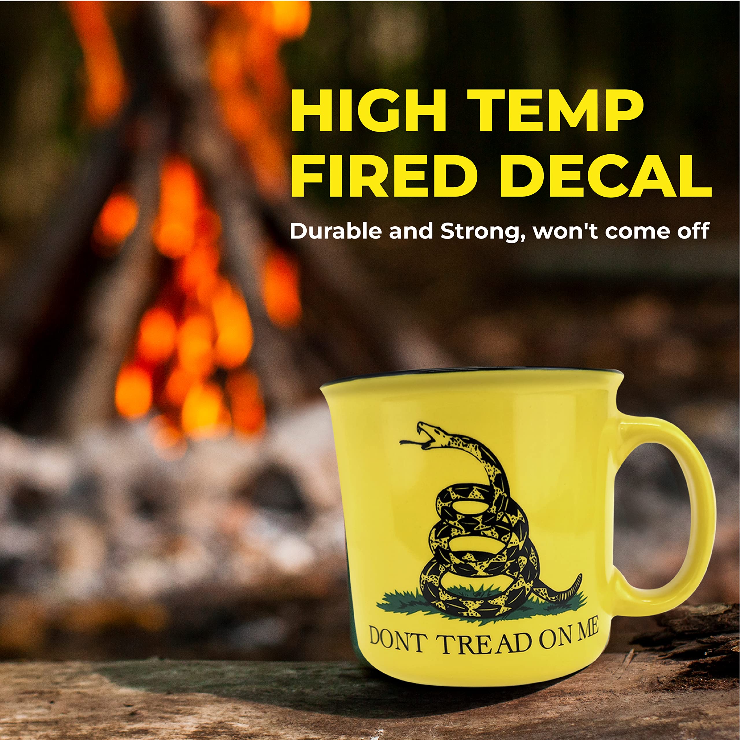 AK Ready Gadsden Flag DONT TREAD ON ME Ceramic Coffee Cup Mug Large 17 oz size Coffee, Latte, Tea, Water Patriotic