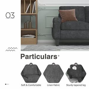 Sunrise Coast Sectional Sofa Couch L-Shaped Sofa Modern Linen Fabric 3-Seat Couch with Convertible Storage Ottoman Grey Living Room Furniture Set for Apartment Loft Small Spaces