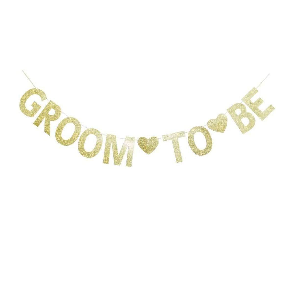 Groom to Be Gold Glitter Party Banner, Paper Sign for Wedding/Bachelor/Engagement/Bridal Shower Party Decoration Supplies