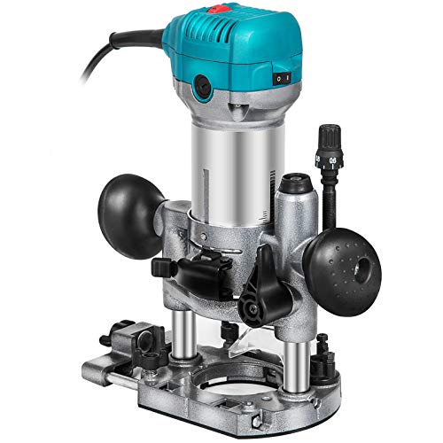 VEVOR Compact Router 1.25HP With Fixed Base, Plunge Base and Tilt Base, Variable Speed Wood Router Kit Max Torque 30,000RPM For Woodworking & Furniture Manufacturing