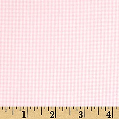 60" Wide Poly-Cotton Gingham Checks 1/16" Pink & White