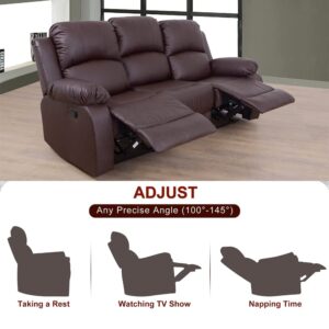 A Ainehome Luxury Recliner Sofa Living Room Furniture Set Reclining Couch Rv Sofa Chair Loveseat Recliner Couches for Living Room/Small Space/Office/Theater Seating(A-Brown Leather, Sofa)