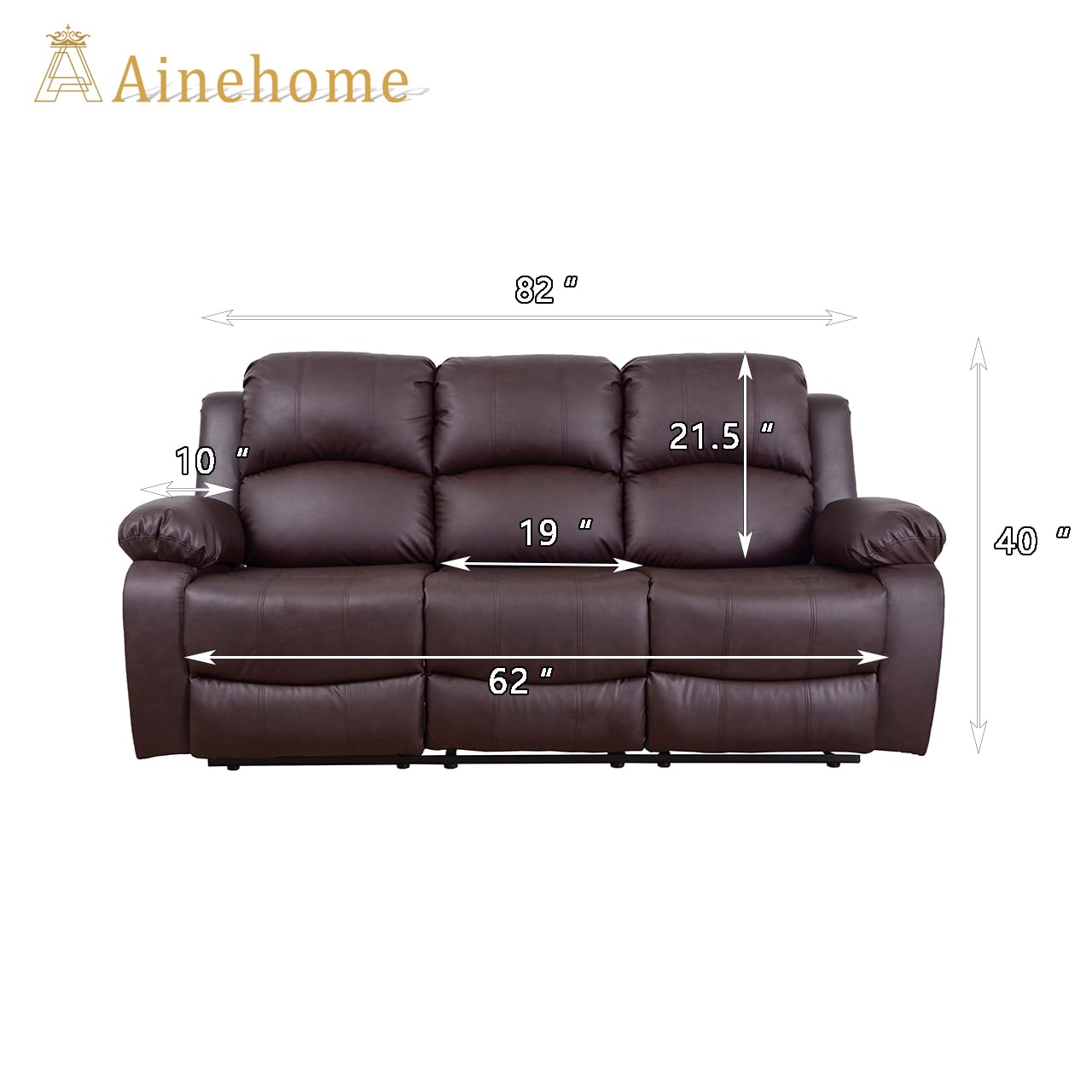 A Ainehome Luxury Recliner Sofa Living Room Furniture Set Reclining Couch Rv Sofa Chair Loveseat Recliner Couches for Living Room/Small Space/Office/Theater Seating(A-Brown Leather, Sofa)