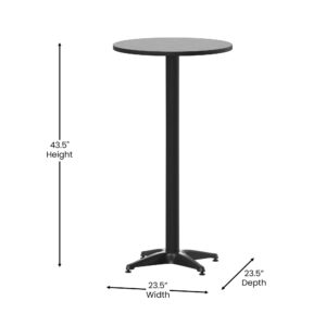 Flash Furniture Mellie 23.25" Round Aluminum Indoor-Outdoor Bar Height Table with Flip-Up Table, Black