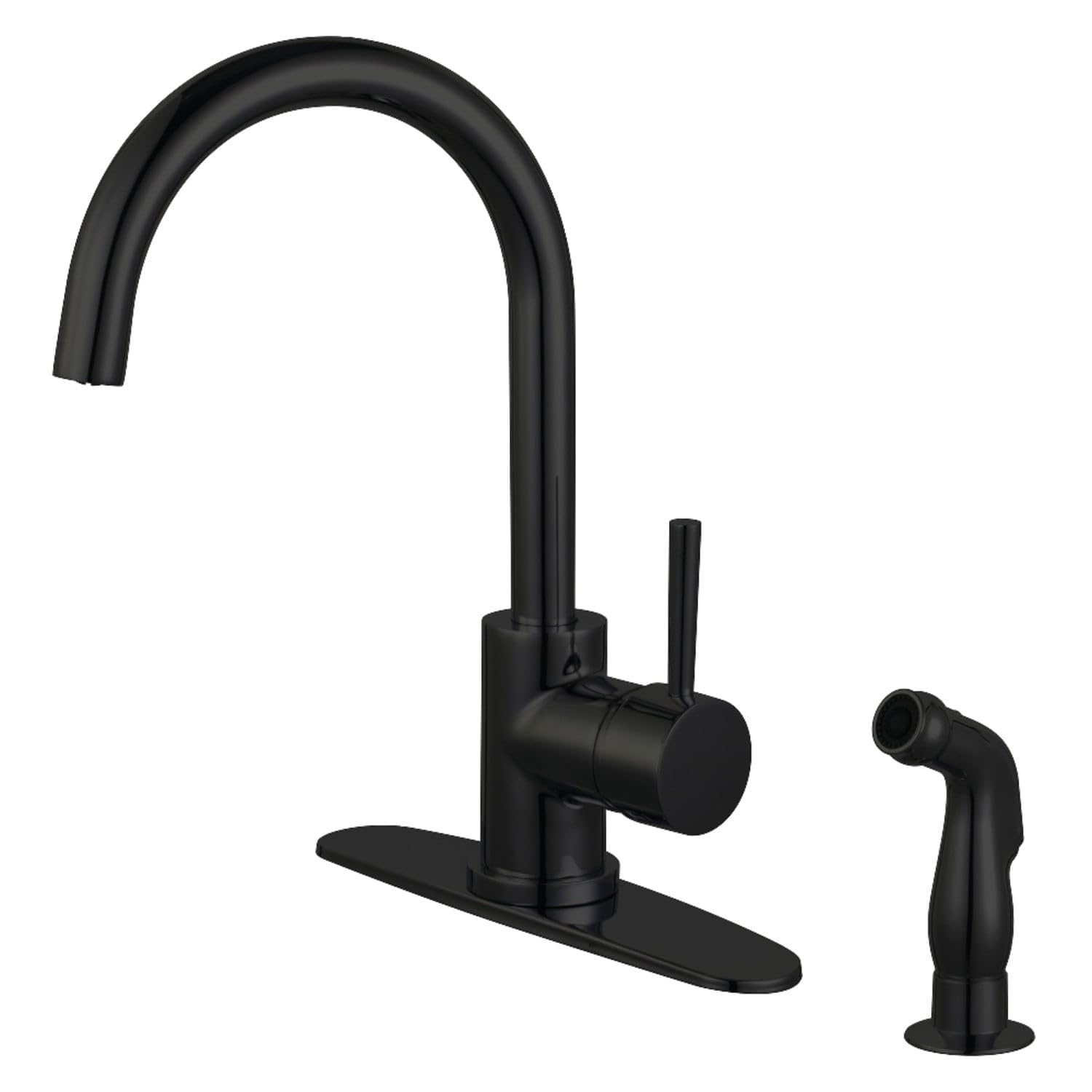 Kingston Brass Concord Single-Handle Kitchen Faucet with Side Sprayer Brushed Nickel Brushed